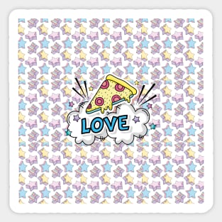 Pop Art Illustration Colorful Positive vibes Pizza Love Food Lover T-Shirt Sticker Sticker